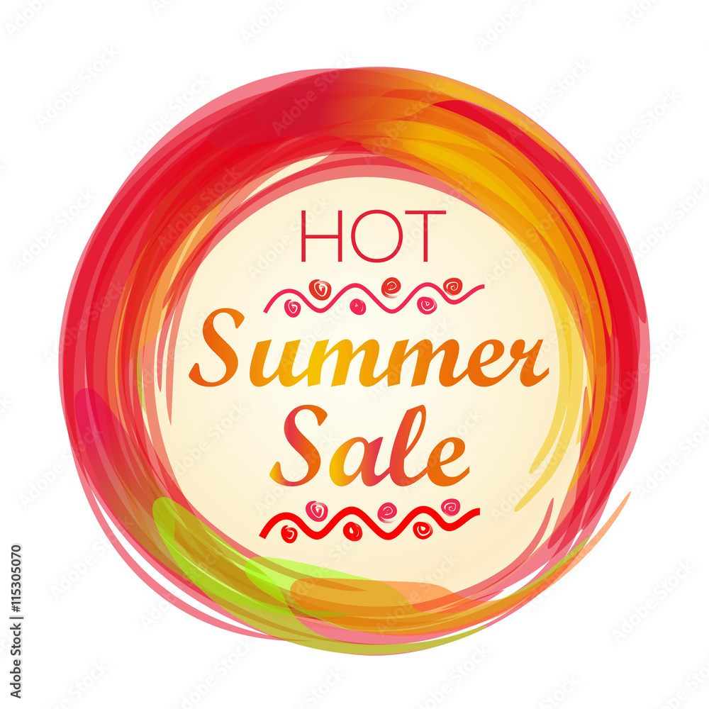 Hot summer sale lettering. Summer sale banner. Vector illustration Hot summer sale lettering. Summer sale banner. Vector illustration