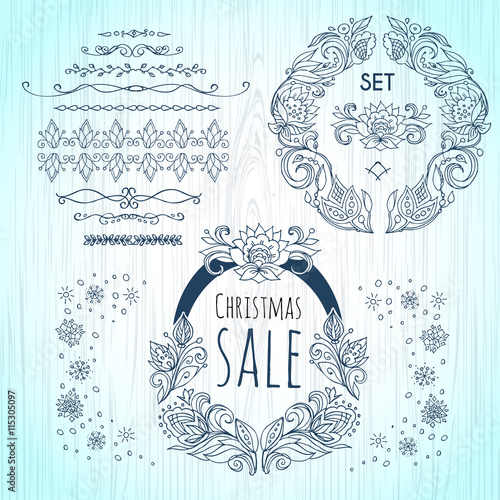 Canvas Print Seamless floral borders