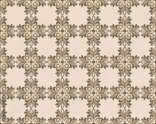 Vintage Abstract geometric floral classic pattern ornament. Vector background for cards, web, fabric, textures, wallpapers, tile, mosaic. Cream color