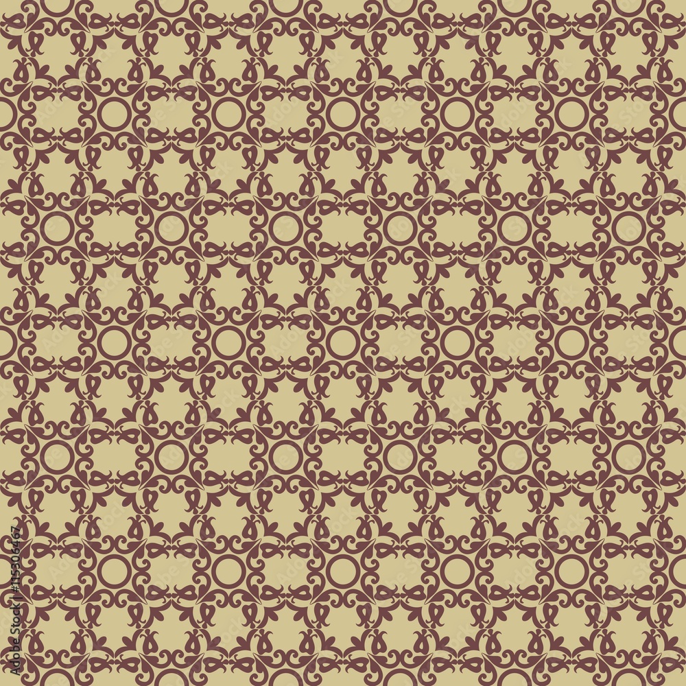 Vintage Abstract geometric floral classic pattern ornament. Vector background for cards, web, fabric, textures, wallpapers, tile, mosaic. red and beige color