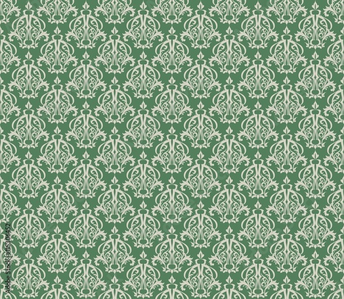 Vintage Abstract geometric floral classic pattern ornament. Vector background for cards, web, fabric, textures, wallpapers, tile, mosaic. green color
