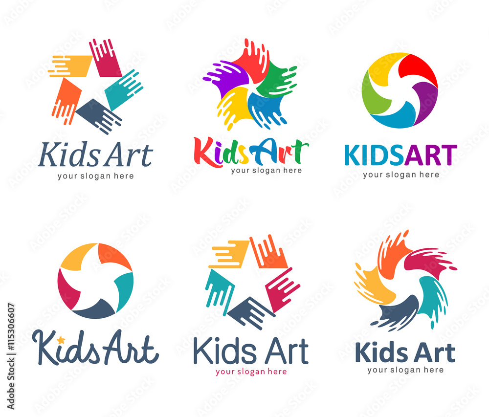 Children logo set. Vector illustration. Star kids. Kids art Stock ...