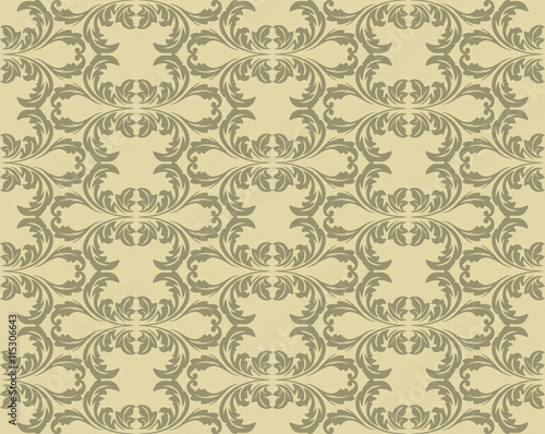Vector Vintage Damask floral classic pattern ornament. Vector background for cards, web, fabric, textures, wallpapers, tile, mosaic. Lint and cream color
