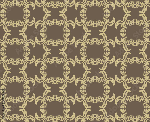 Vector Vintage Damask floral classic pattern ornament. Vector background for cards, web, fabric, textures, wallpapers, tile, mosaic. Beige and brown color