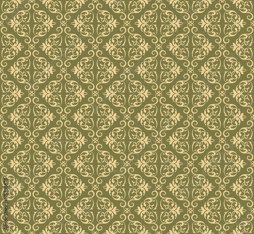 Vector Vintage Damask floral classic pattern ornament. Vector background for cards, web, fabric, textures, wallpapers, tile, mosaic. Cream and lint color