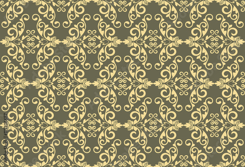Vector Vintage Damask floral classic pattern ornament. Vector background for cards, web, fabric, textures, wallpapers, tile, mosaic. Cream and lint color