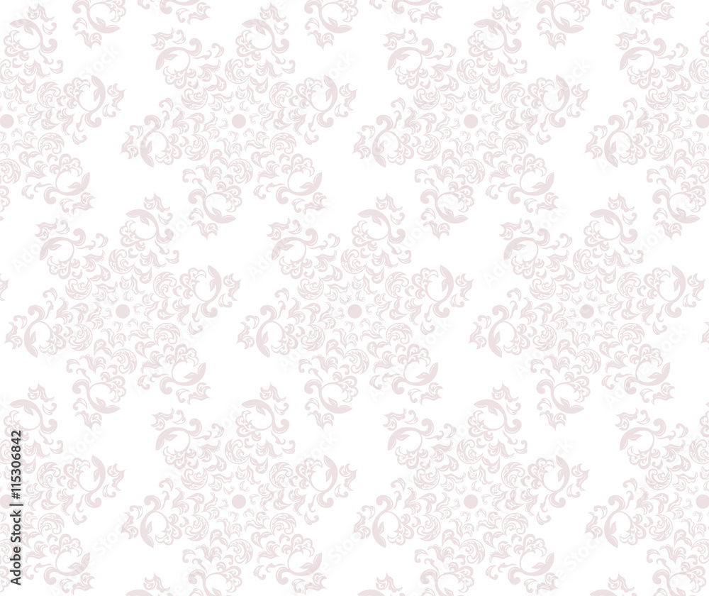 Vector Damask ornament pattern in shape of flowers. Pink color Vector Damask ornament pattern in shape of flowers. Pink color