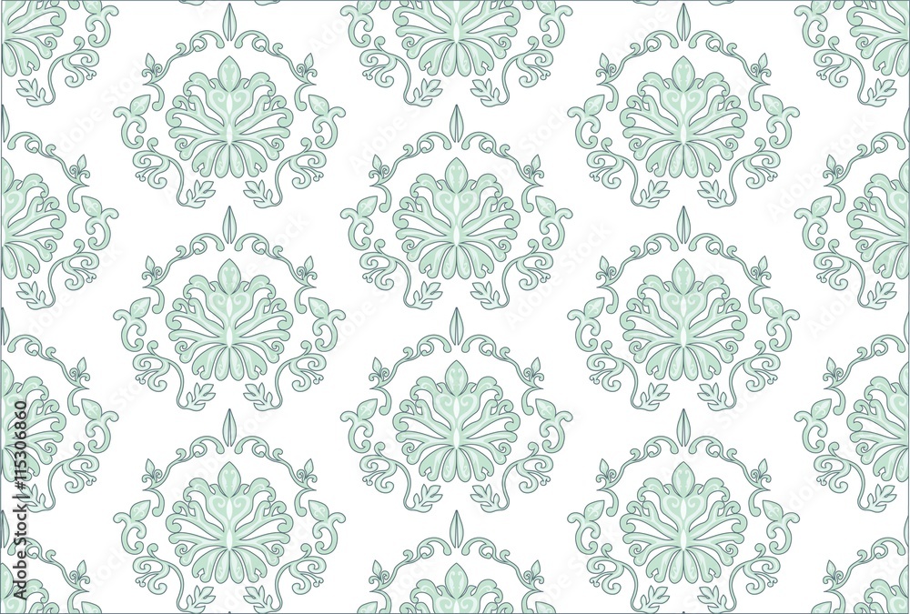 Vector Vintage Floral texture ornament wallpaper. Abstract floral Damask pattern background for cards or texture. green color ornament