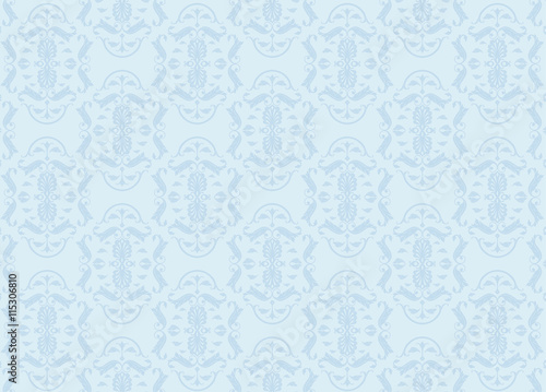 Abstract Floral ornament pattern background. Vintage pattern blue colors