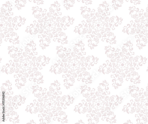 Vector Damask ornament pattern in shape of flowers. Pink color