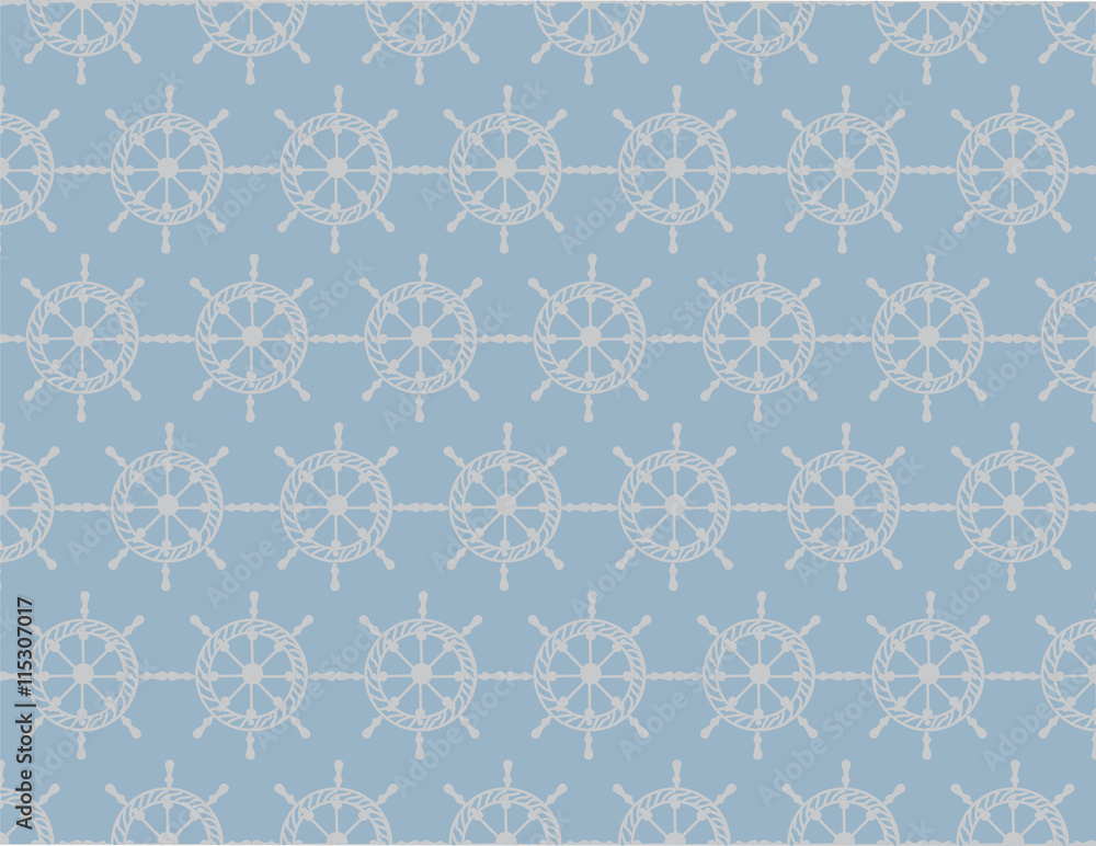 Fototapeta premium Nautical wheel pattern. Vector Marine theme
