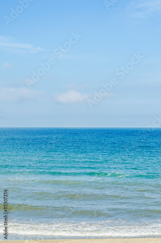 The Black Sea shore, seaside and beach with gold sands, blue water