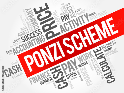 Ponzi scheme word cloud collage, business concept background