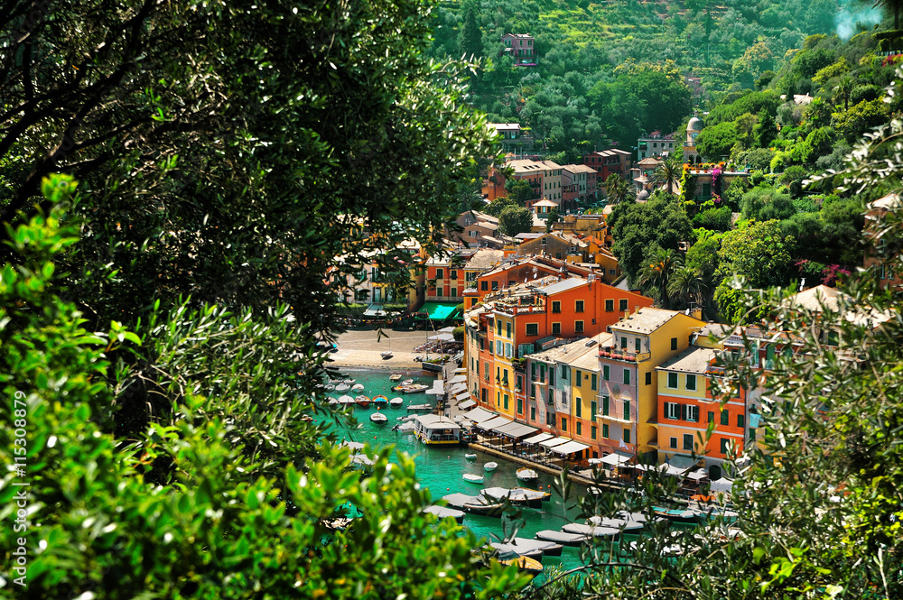 View from above on the bay Portofino