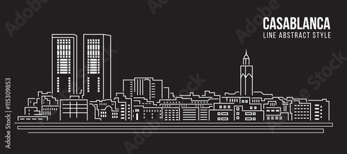Cityscape Building Line art Vector Illustration design - Casablanca city