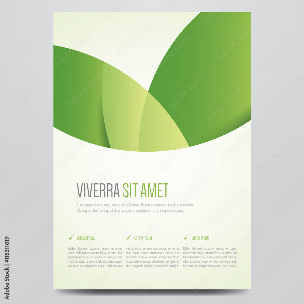 Fototapeta premium Brochure, flyer, annual report, magazine cover, poster vector template. Modern green corporate design.