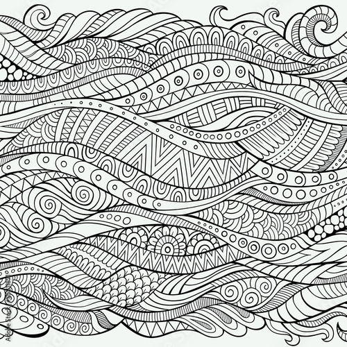 Fototapeta Naklejka Na Ścianę i Meble -  Vector outline abstract ornamental ethnic stripe background