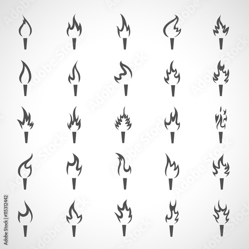 Torch Icons Set - Isolated On Gray Background - Vector Illustration, Graphic Design. For Web, Website, Print Materials