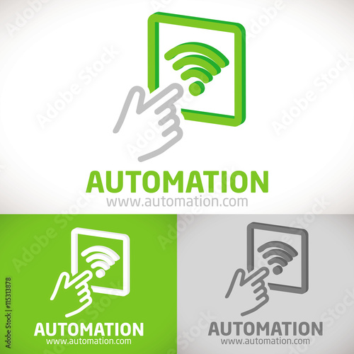 logo domotique communication connexion réseau vert