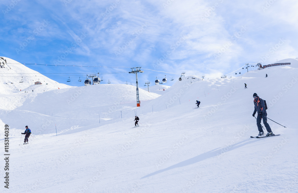 On the slopes of the ski resort of Meribel. France