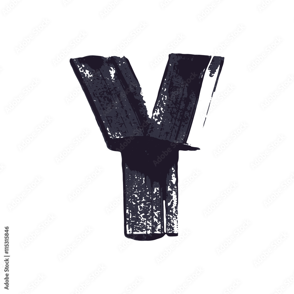 Letter Y logo hand drawn with dry brush.