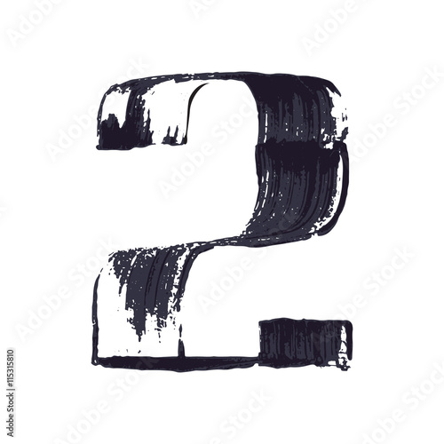 Number two logo hand drawn with dry brush.