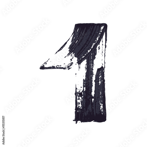 Number one logo hand drawn with dry brush.