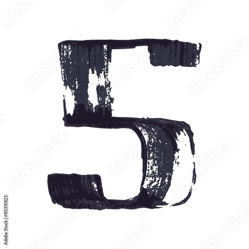 Number five logo hand drawn with dry brush.