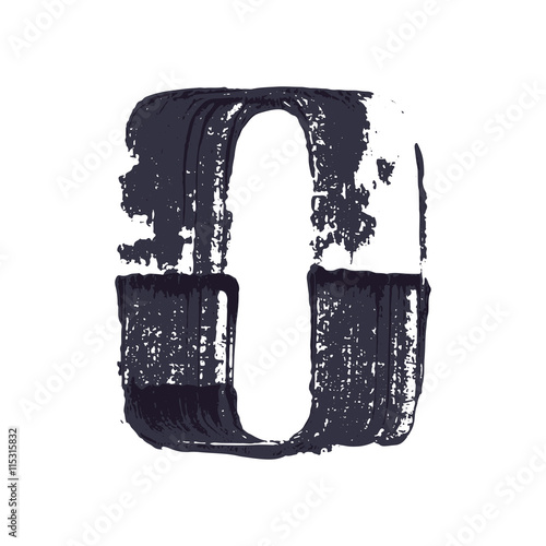 Number zero logo hand drawn with dry brush.