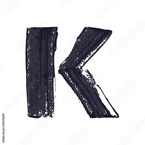 Letter K logo hand drawn with dry brush.