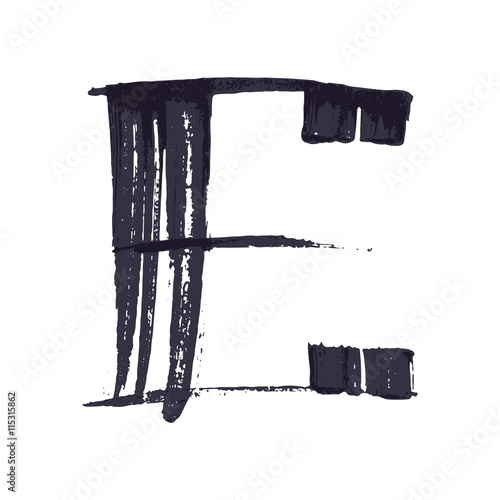 Letter E logo hand drawn with dry brush.