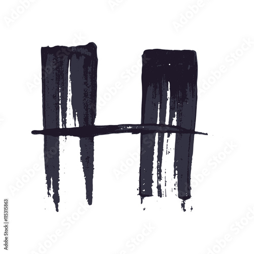 Letter H logo hand drawn with dry brush.