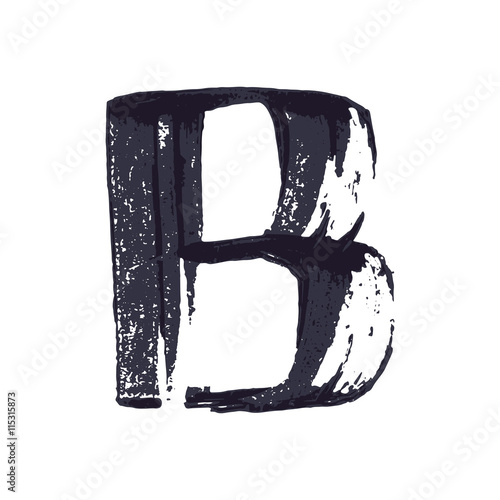 Letter B logo hand drawn with dry brush.