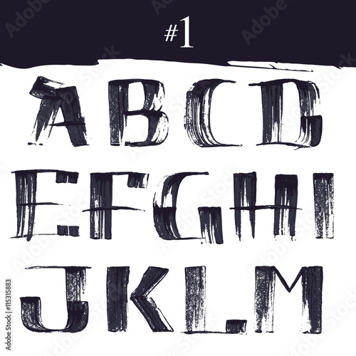 Hand drawn alphabet letter with dry brush.