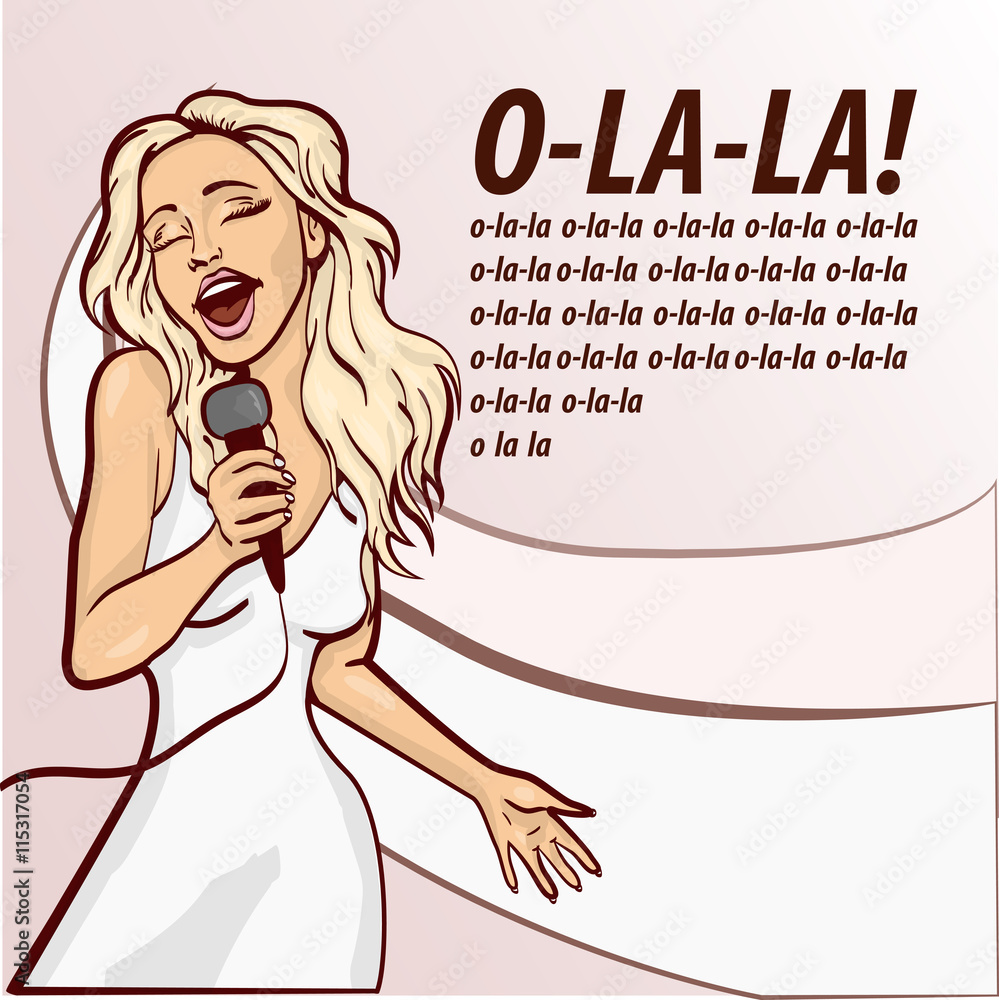 vector illustration of a singing woman . karaoke party . copy space vector illustration of a singing woman . karaoke party . copy space