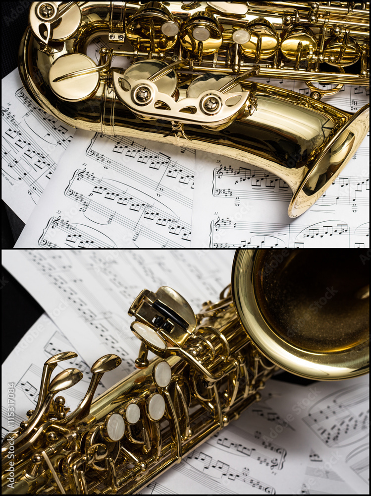Obraz premium Collage eines Saxophons