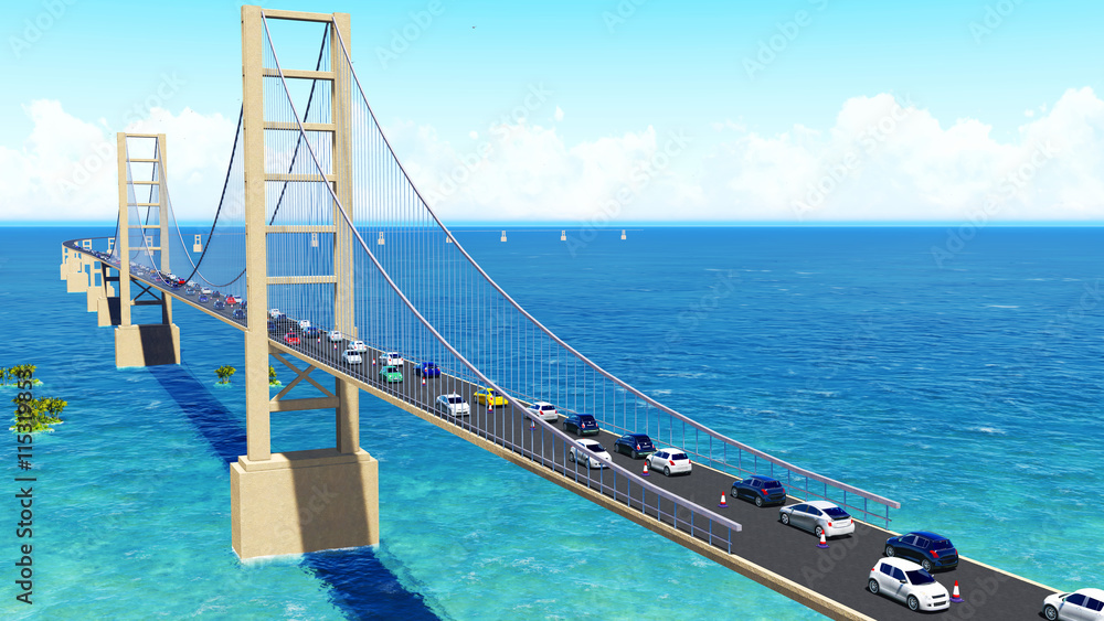 Big Bridge sea 3D rendering
