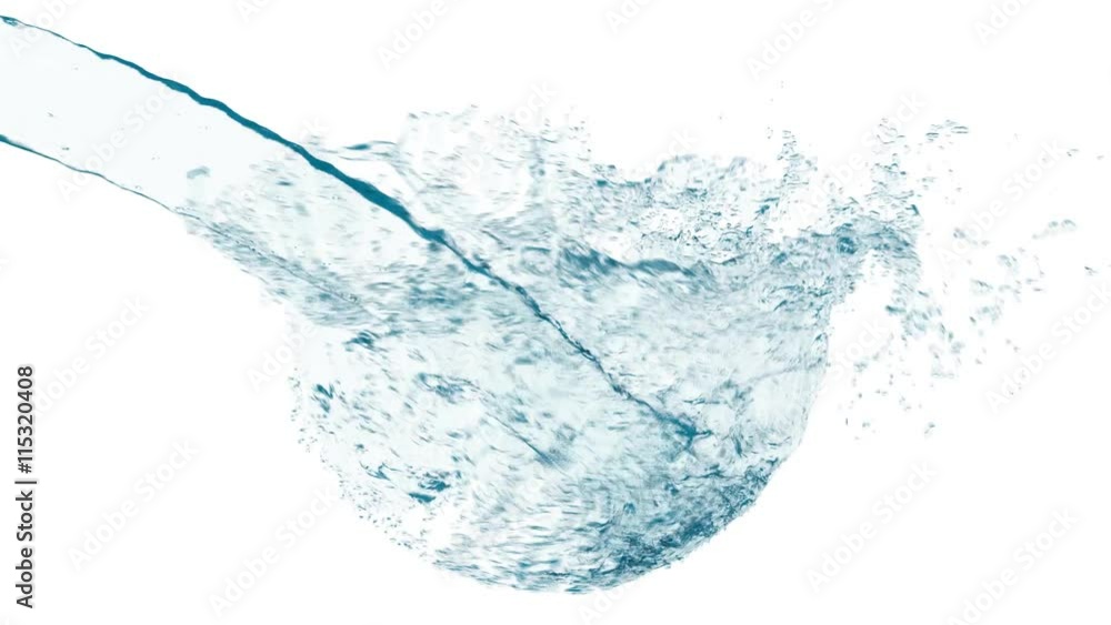 Eau qui se déverse dans un récipient invisible. Rendu 3d
