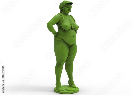 Tableau sur toile 3d illustration of fat chubby woman