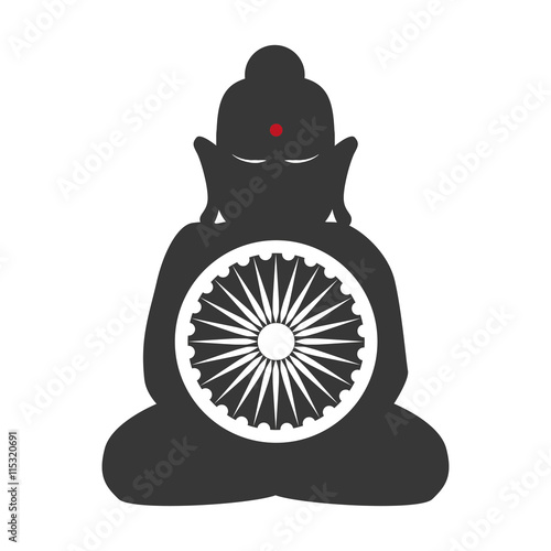 Indian culture concept represented by buddha icon. Isolated and flat illustration 
