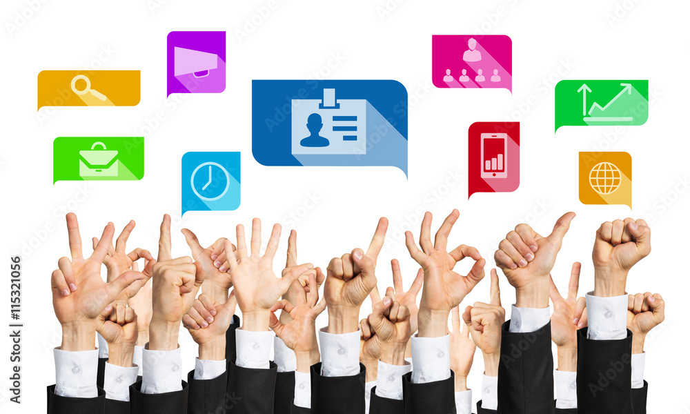 Set of hand gestures and icons Set of hand gestures and icons