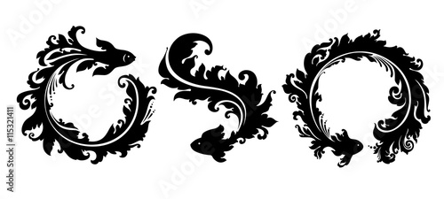 Set of decorative ornamental fish