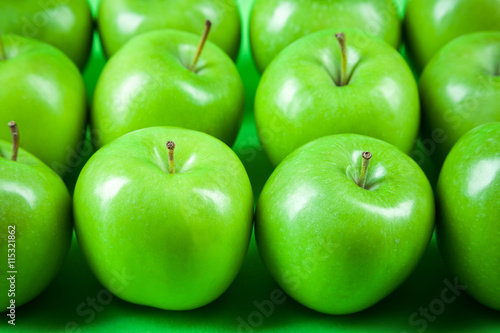 rows of green apples