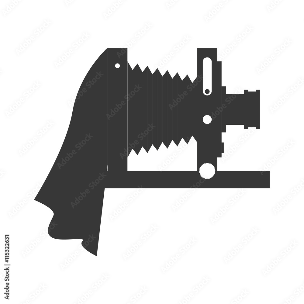 Gadget concept represented by silhouette of old camera icon. Isolated and flat illustration Gadget concept represented by silhouette of old camera icon. Isolated and flat illustration
