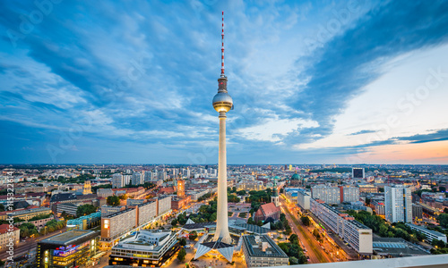 Berlin skyline with TV tower at twilight, Germany
