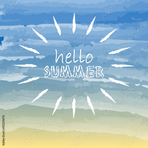 hello summer with sun, vector