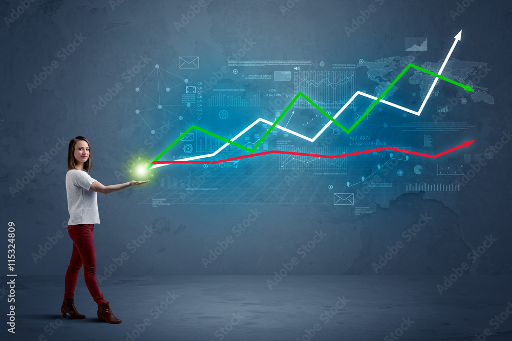 Woman holding stock-market Woman holding stock-market