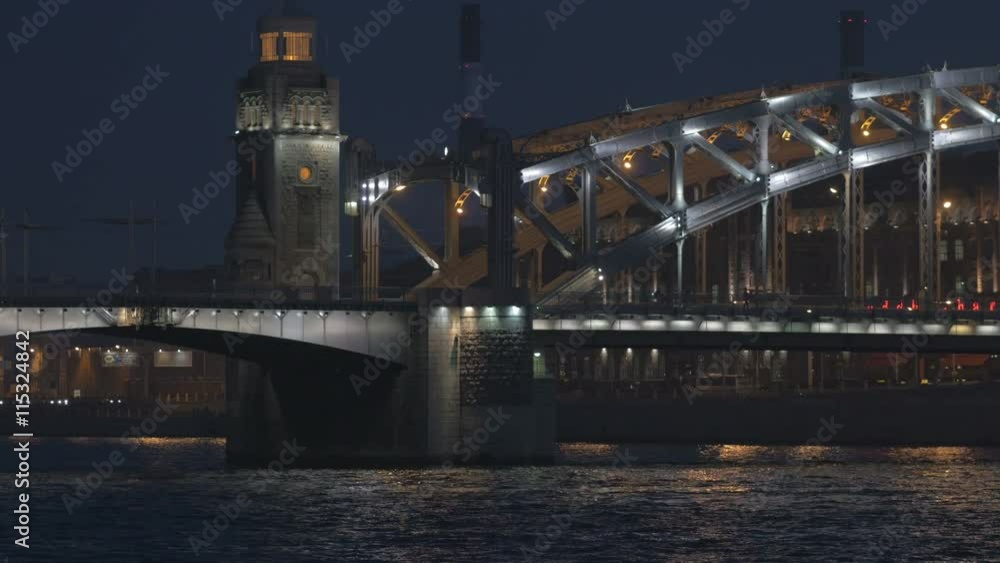 Perth bridge Great at night, lights, Russia, Neva river Perth bridge Great at night, lights, Russia, Neva river