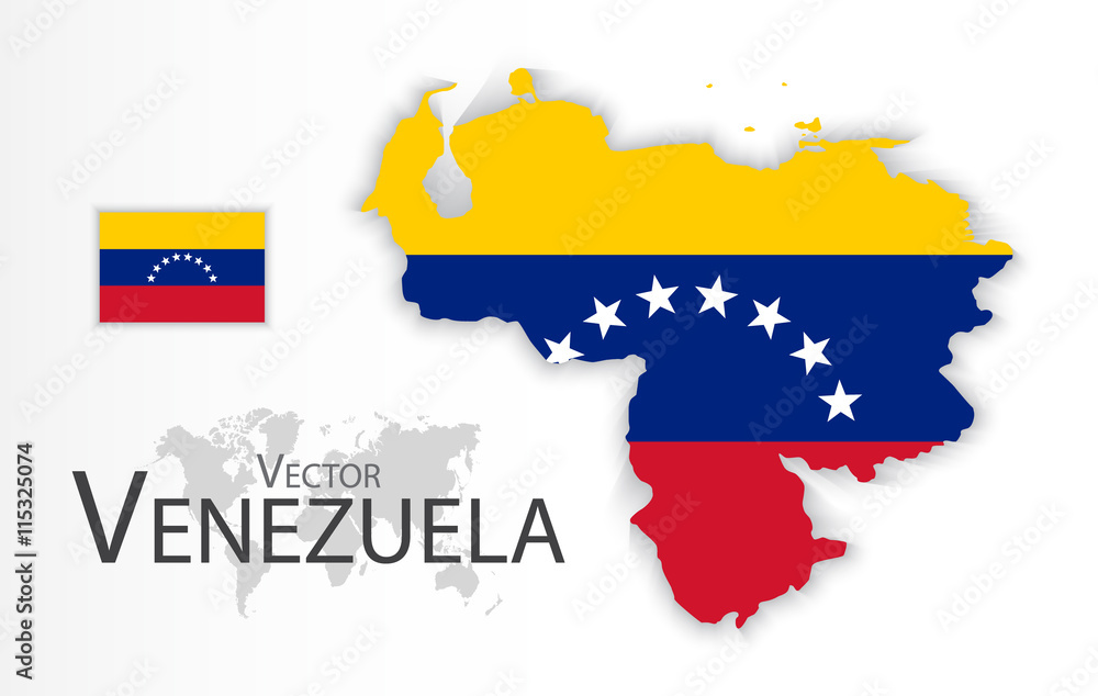 Venezuela ( Bolivarian Republic of Venezuela ) ( flag and map ) ( transportation and tourism concept )