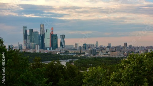 Urban Landscape Of Moscow. Time Lapse UHD 4K 3840x2160. The view from Sparrow hills photo